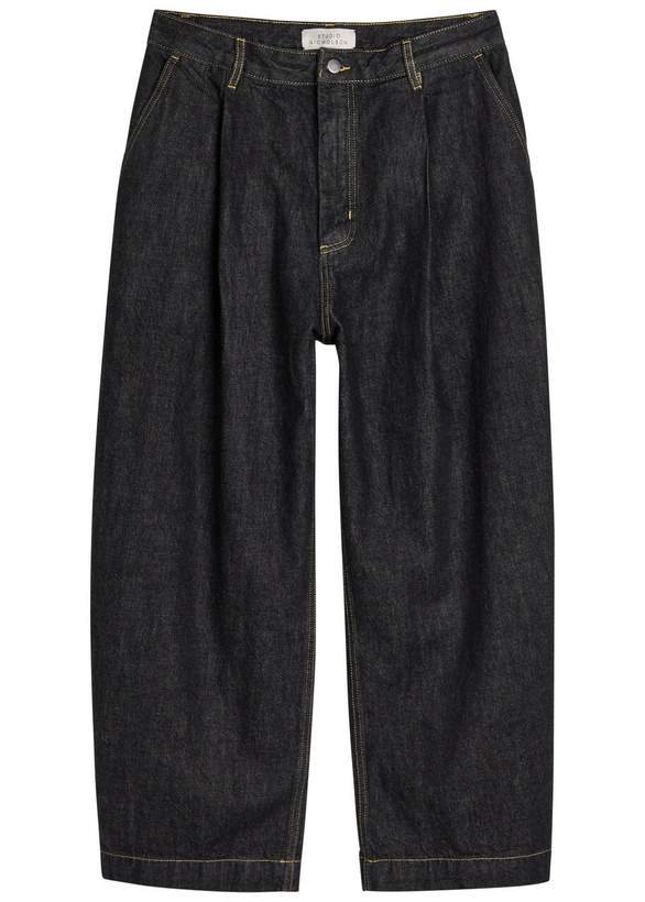 Photo: Studio Nicholson Single Pleat Wide-leg Jeans Black