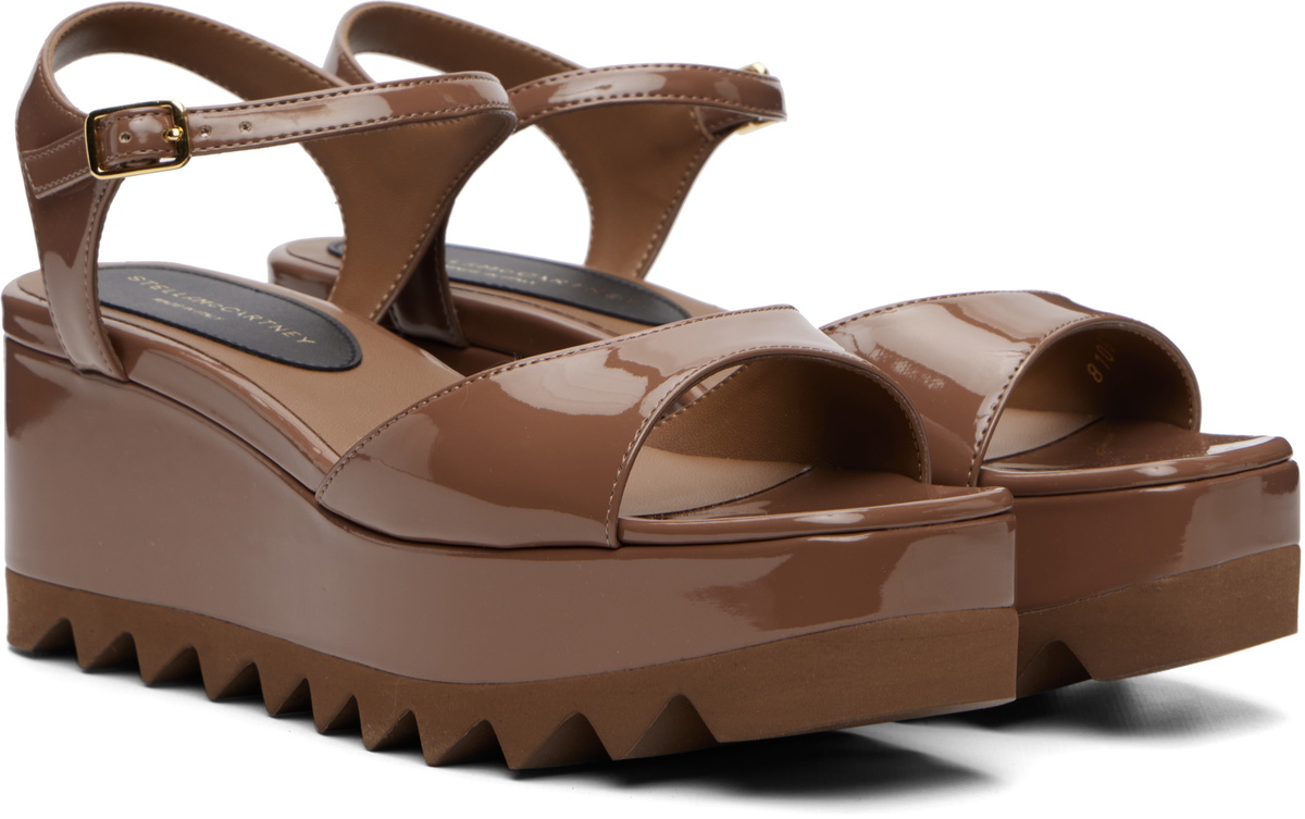 Stella McCartney Brown Elyse Patent Platform Sandals
