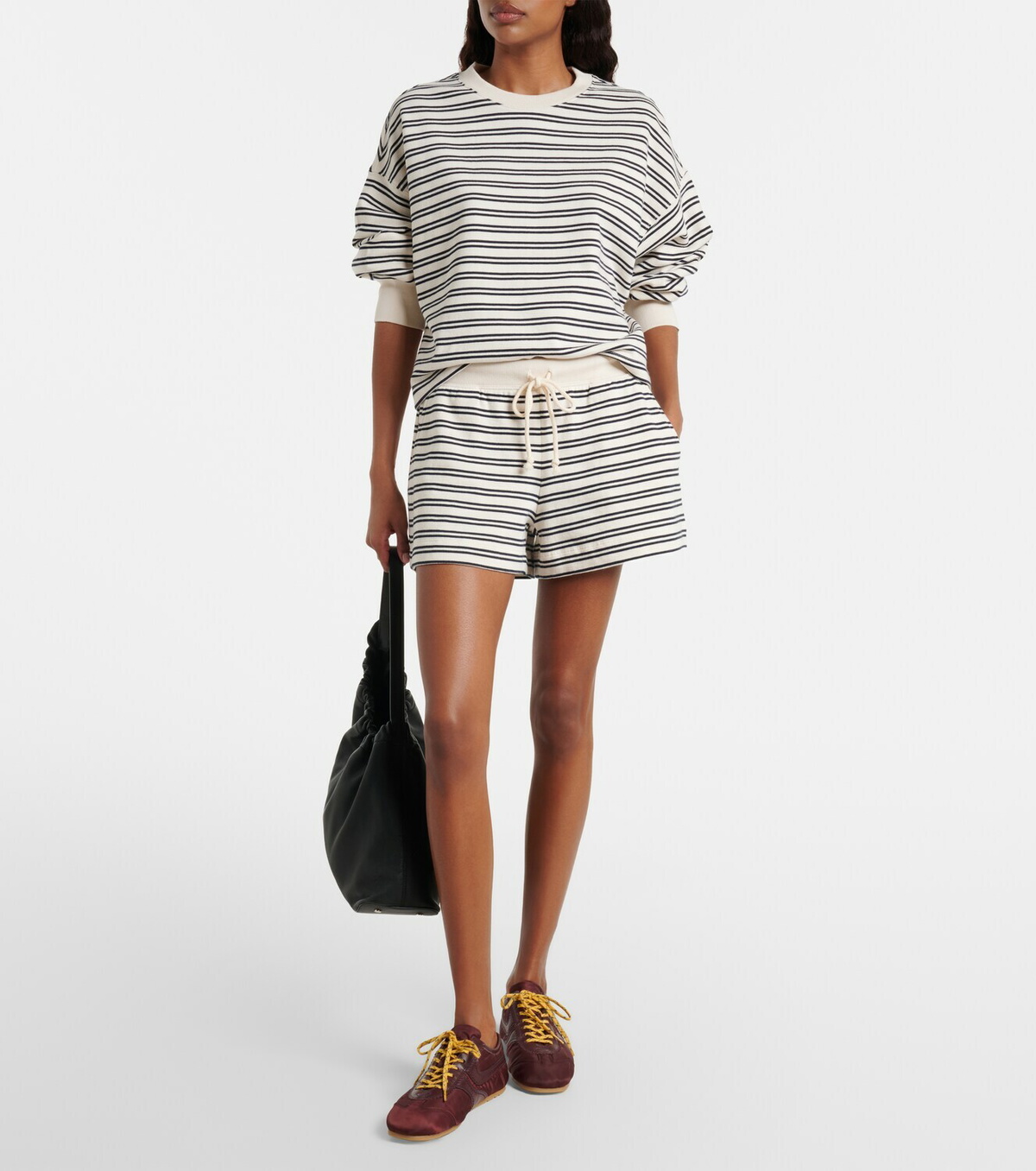Velvet Amy striped cotton jersey shorts