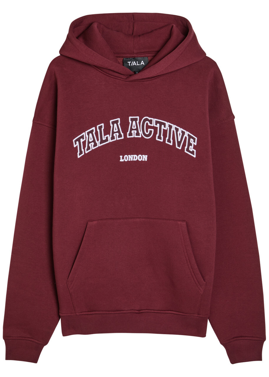 Tala Logo-embroidered Hooded Cotton-blend Sweatshirt Dark Red