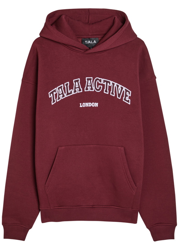 Photo: Tala Logo-embroidered Hooded Cotton-blend Sweatshirt Dark Red