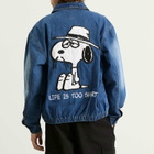 Butter Goods Men's x Peanuts Spike Denim Jacket in Distressed Indigo