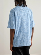 Versace - Camp-Collar Cotton-Chambray Jacquard Shirt - Blue