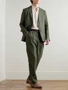 Sunspel - Straight-Leg Pleated Linen Suit Trousers - Green