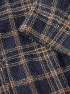 De Bonne Facture - Belted Checked Wool Jacket - Blue