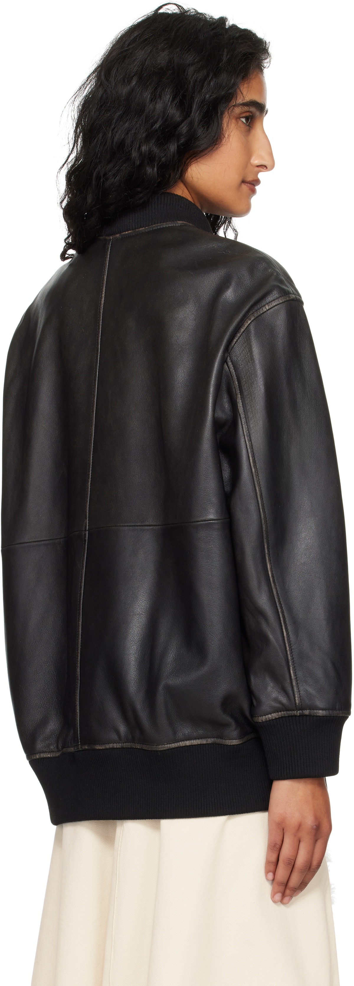 Weekend Max Mara Black Tattico Leather Jacket
