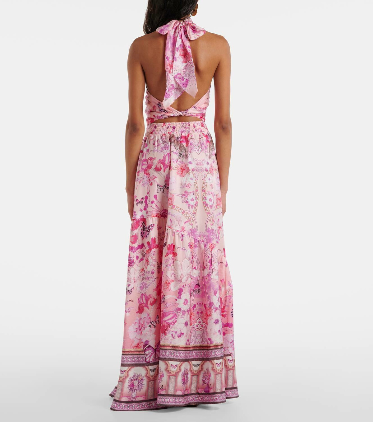 Camilla Floral embellished silk maxi skirt