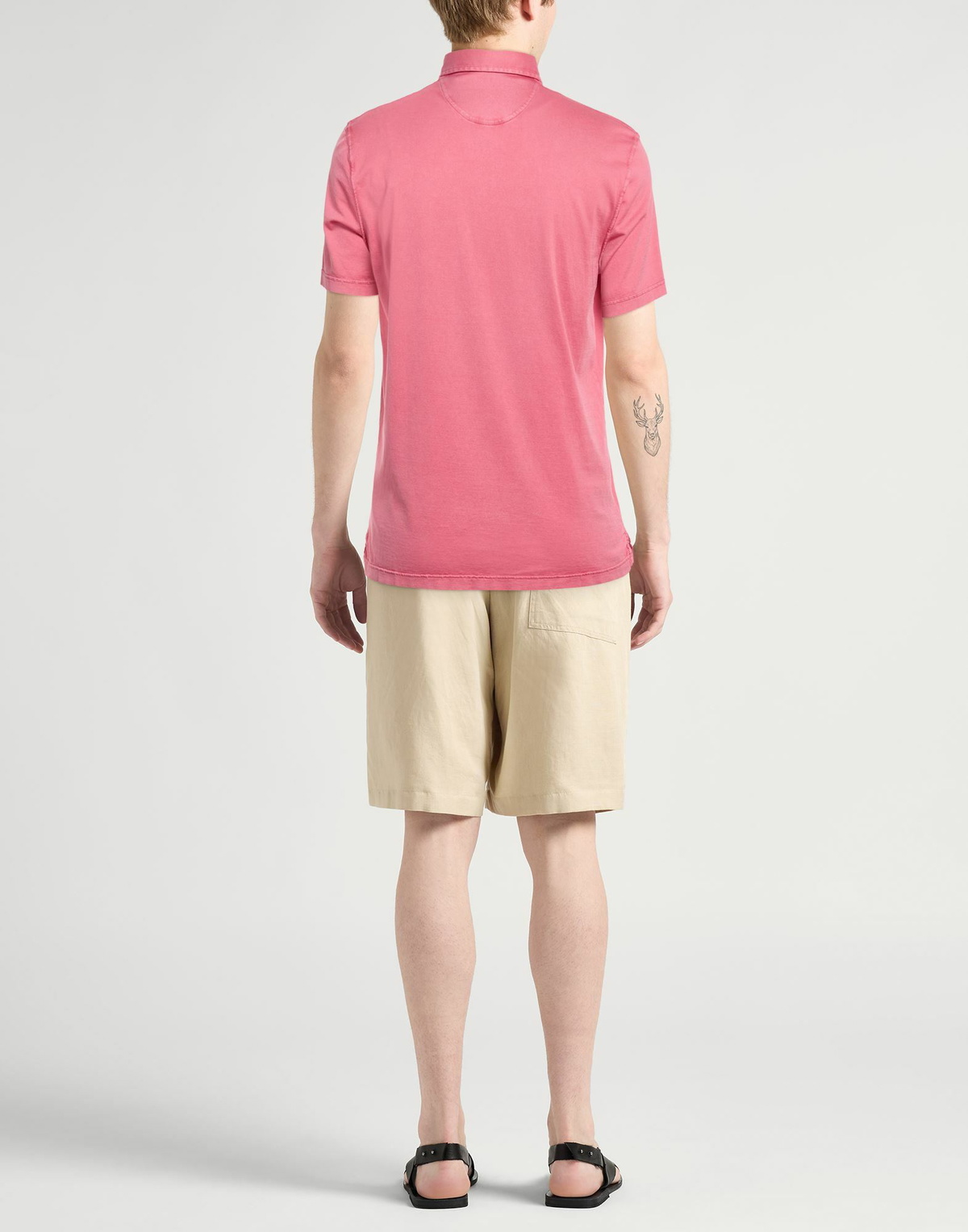 Fedeli Mens Polo shirt in Salmon pink
