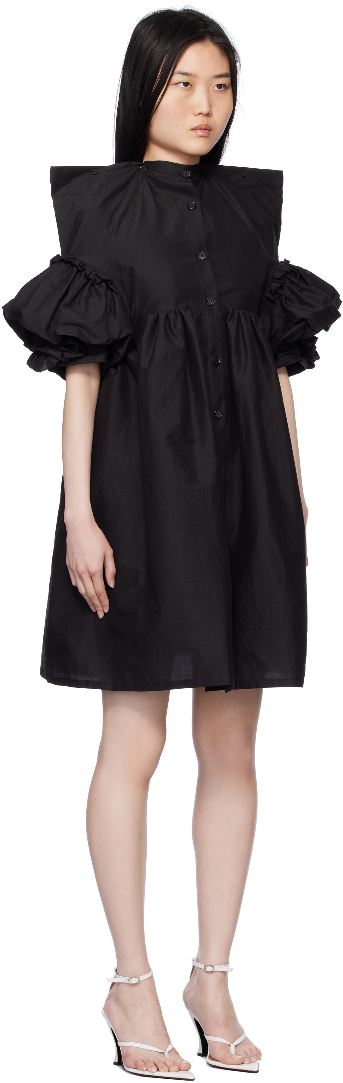 Pushbutton Black Square Minidress