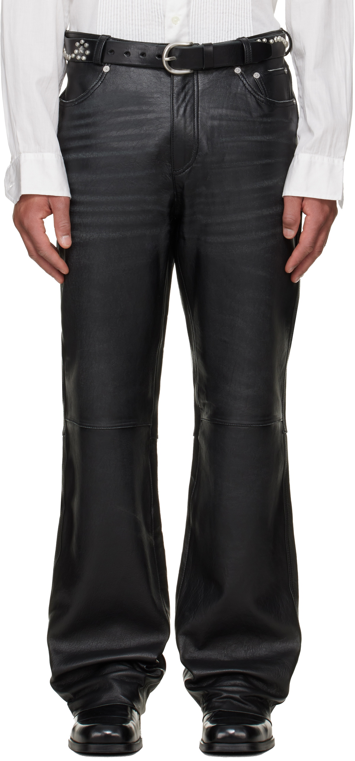 OUR LEGACY Black Carlson Cut Leather Pants