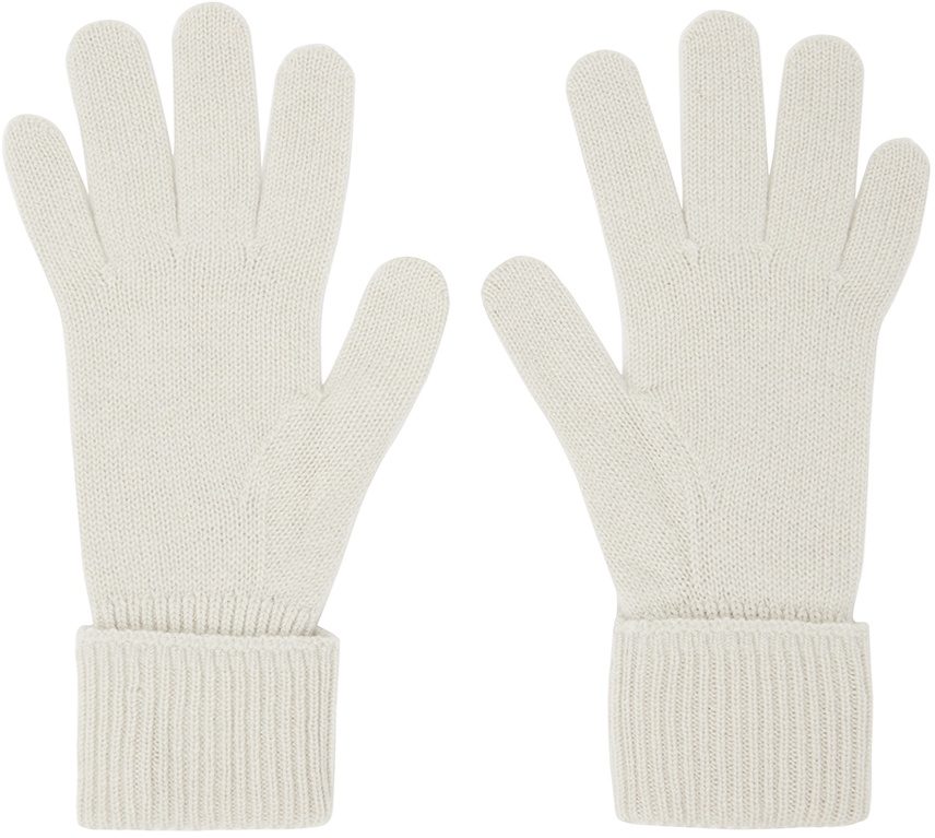 Burberry Off-White Logo-Embroidered Gloves