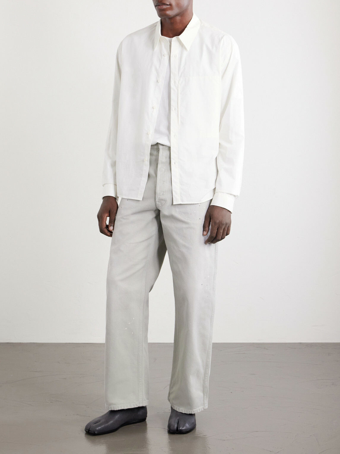 Maison Margiela - Wide-Leg Paint-Splattered Cotton-Canvas Trousers - Gray
