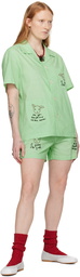 Bode Green & White 'See You At The Barn' Shorts