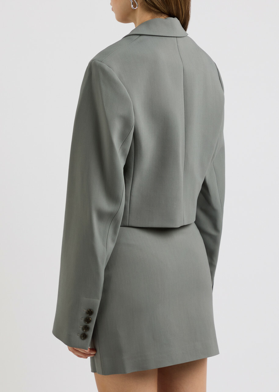 Nanushka Aidula Cropped Twill Blazer Grey