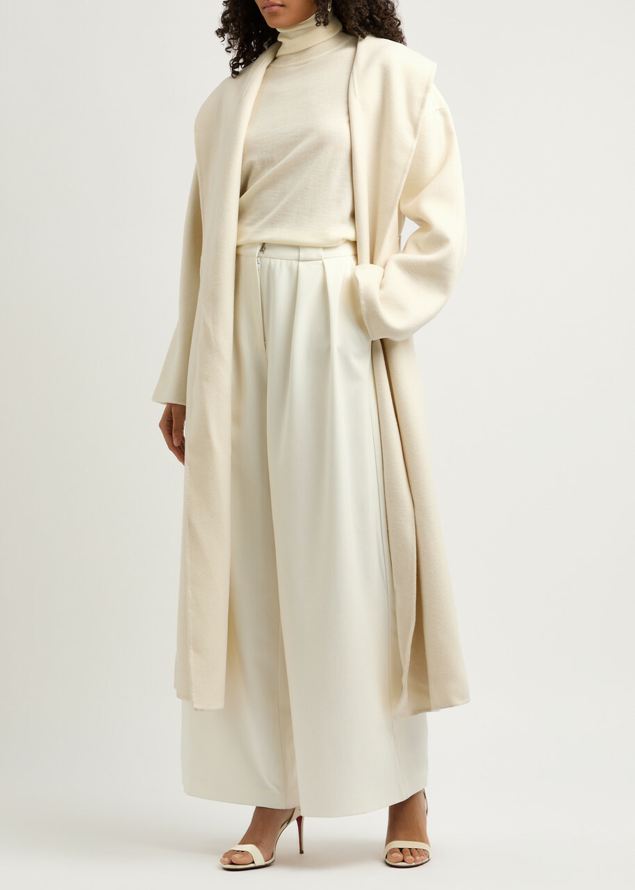 Aexae Belted Wool-blend Coat White