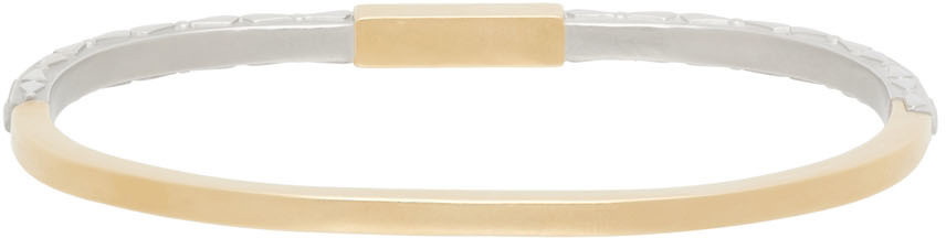 Maison Margiela メゾンマルジェラ /Embossed two-tone bracelet Maison Margiela Silver & Gold Two-Tone Logo Bracelet Maison