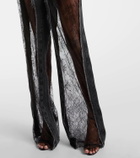 Blumarine Lace-trimmed low-rise wide-leg jeans
