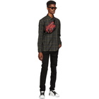 Neil Barrett Black and Khaki Plaid Military Shirt