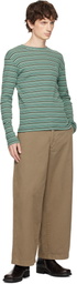 ERL Green Striped Long Sleeved T-shirt