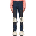 Youths in Balaclava Blue and Grey Fringed High Waisted Jeans