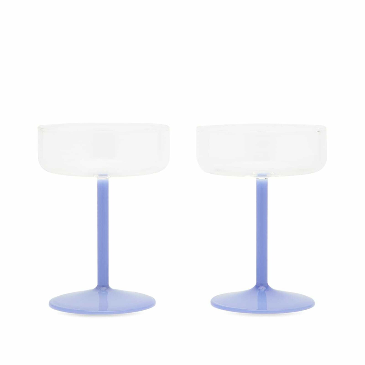 HAY Tint Coupe Glass - Set of 2 in Clear/Jade Light Blue 