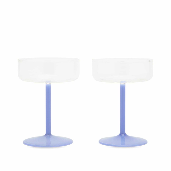 Photo: HAY Tint Coupe Glass - Set of 2 in Clear/Jade Light Blue 