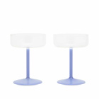 HAY Tint Coupe Glass - Set of 2 in Clear/Jade Light Blue 