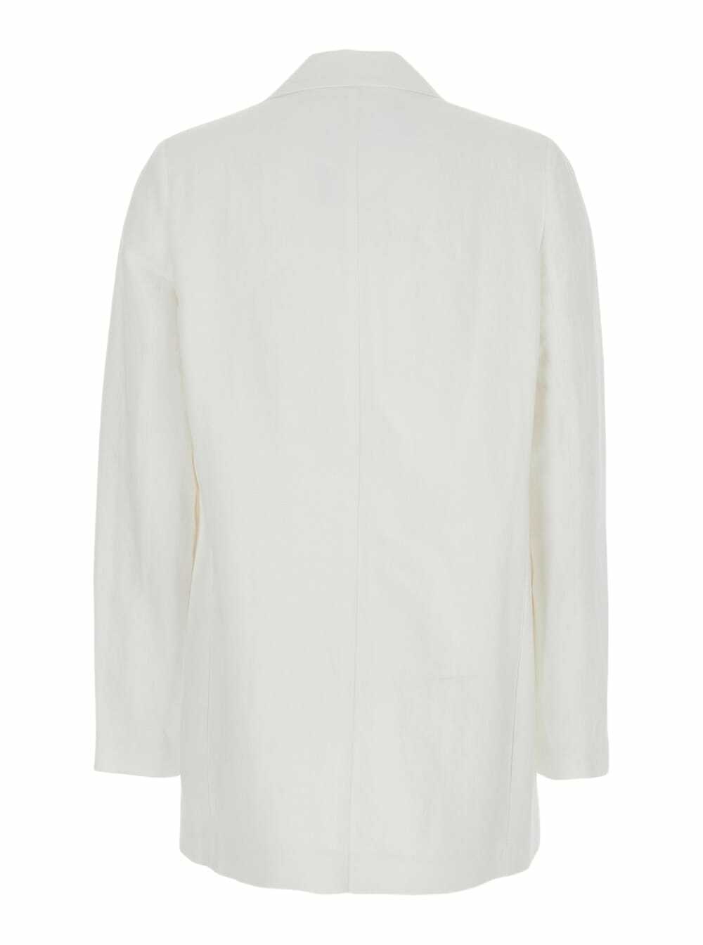 Merci White Jacket With Classic Lapels And Welt Pocket On The Chest In Fabric Woman