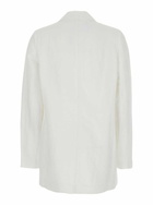 Merci White Jacket With Classic Lapels And Welt Pocket On The Chest In Fabric Woman