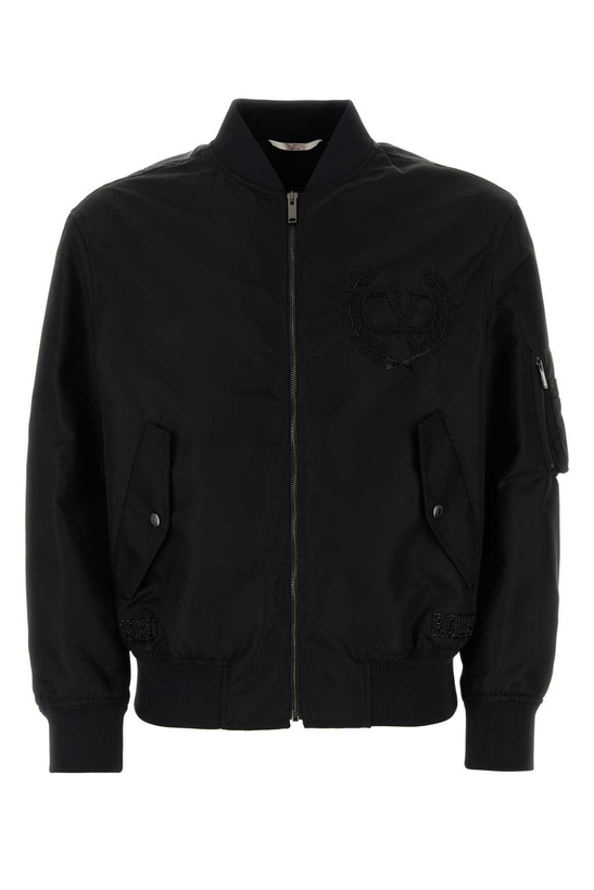 Photo: Valentino Garavani Black Nylon Bomber Jacket