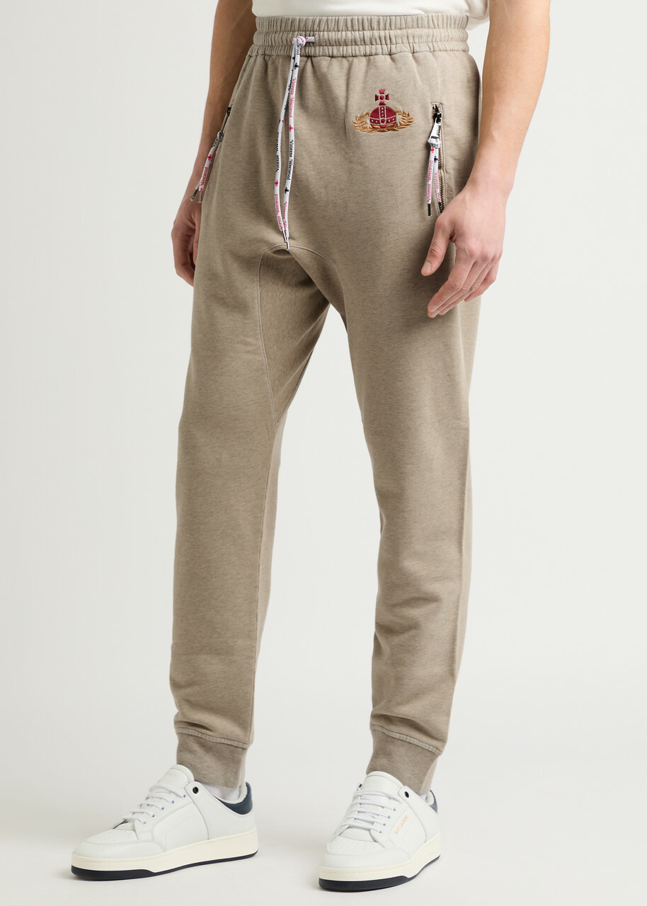 Vivienne Westwood Football Orb-embroidered Cotton Sweatpants Sand