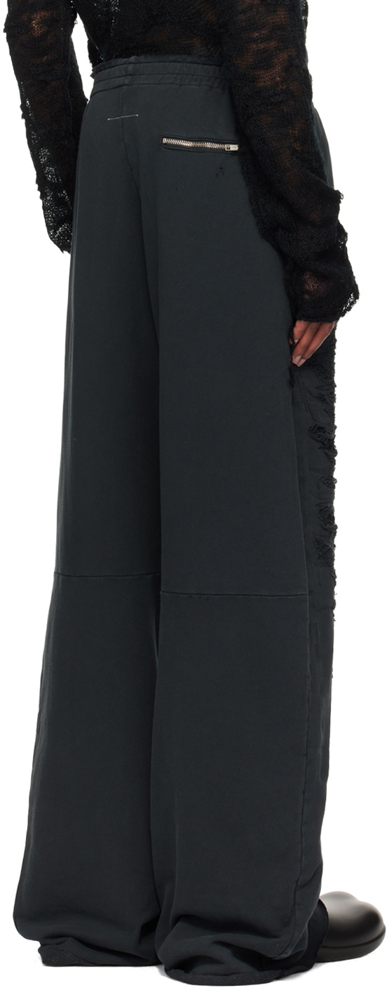 MM6 Maison Margiela Black Distressed Sweatpants