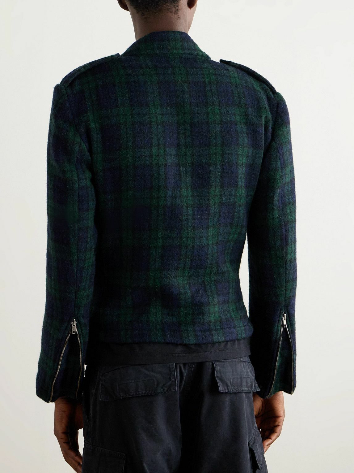 Greg Lauren - Brando Belted Checked Wool Jacket - Green