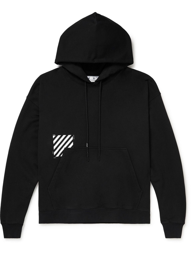 Photo: Off-White - Logo-Print Cotton-Jersey Hoodie - Black