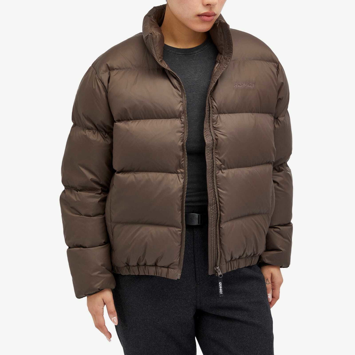 Gramicci Women's Down Puffer Jacket in Dark Brown