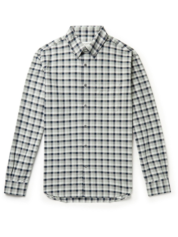 Photo: Club Monaco - Button-Down Collar Checked Cotton Oxford Shirt - Gray