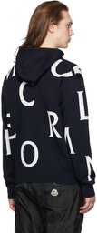 Moncler Navy Jacquard Knit Logo Hoodie