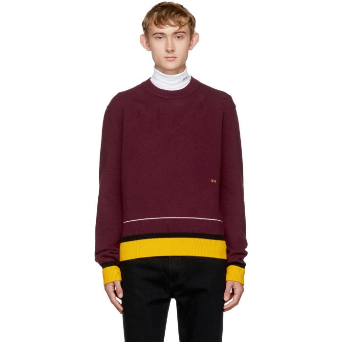 Photo: Calvin Klein 205W39NYC Burgundy Colorblock Sweater 