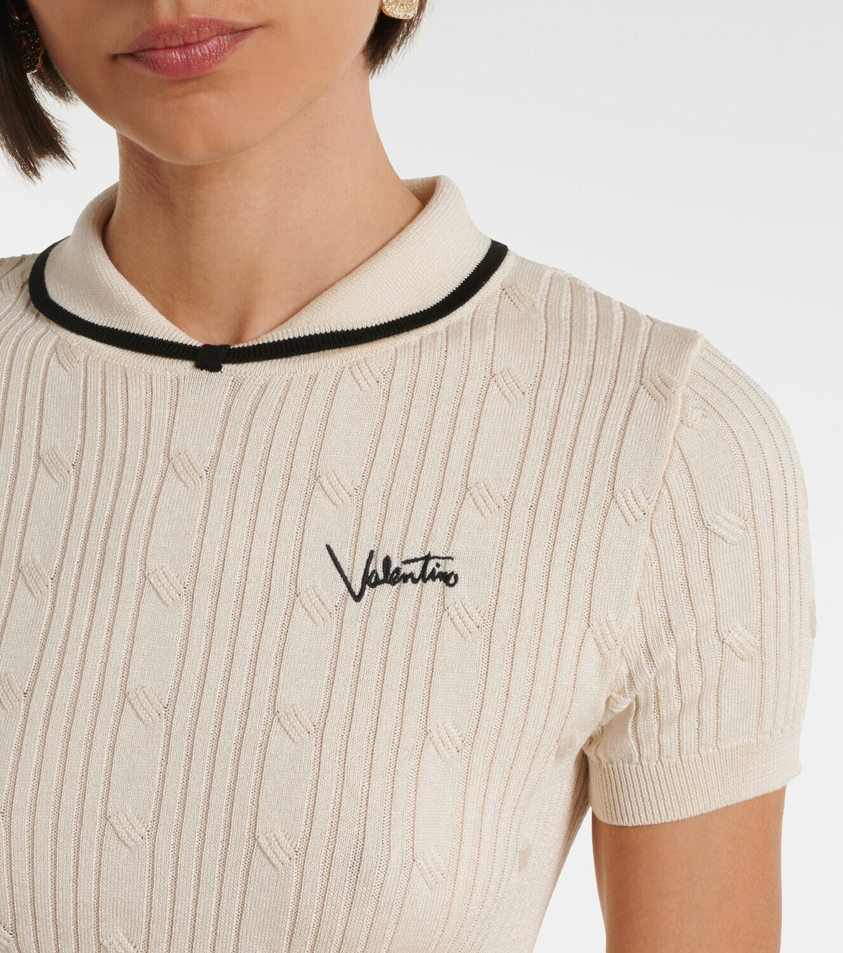Valentino Logo cotton-blend top