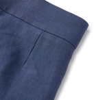 Anderson & Sheppard - Pleated Linen Trousers - Blue