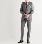 DUNHILL - Kensington Slim-Fit Prince of Wales Checked Wool and Silk-Blend Suit Trousers - Gray