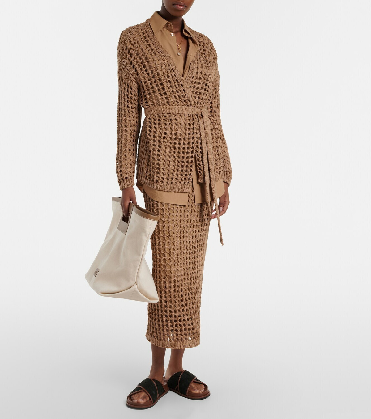 Max Mara Gelo open-knit cotton wrap cardigan