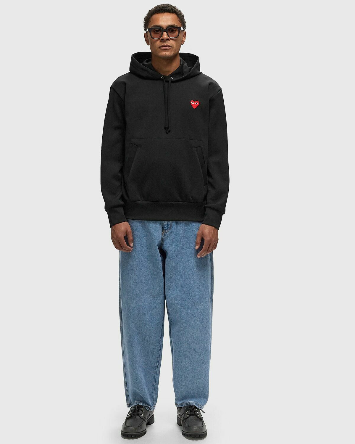 Comme Des Garçons Play Sweatshirt Red Emblem Knit Black Hoodies