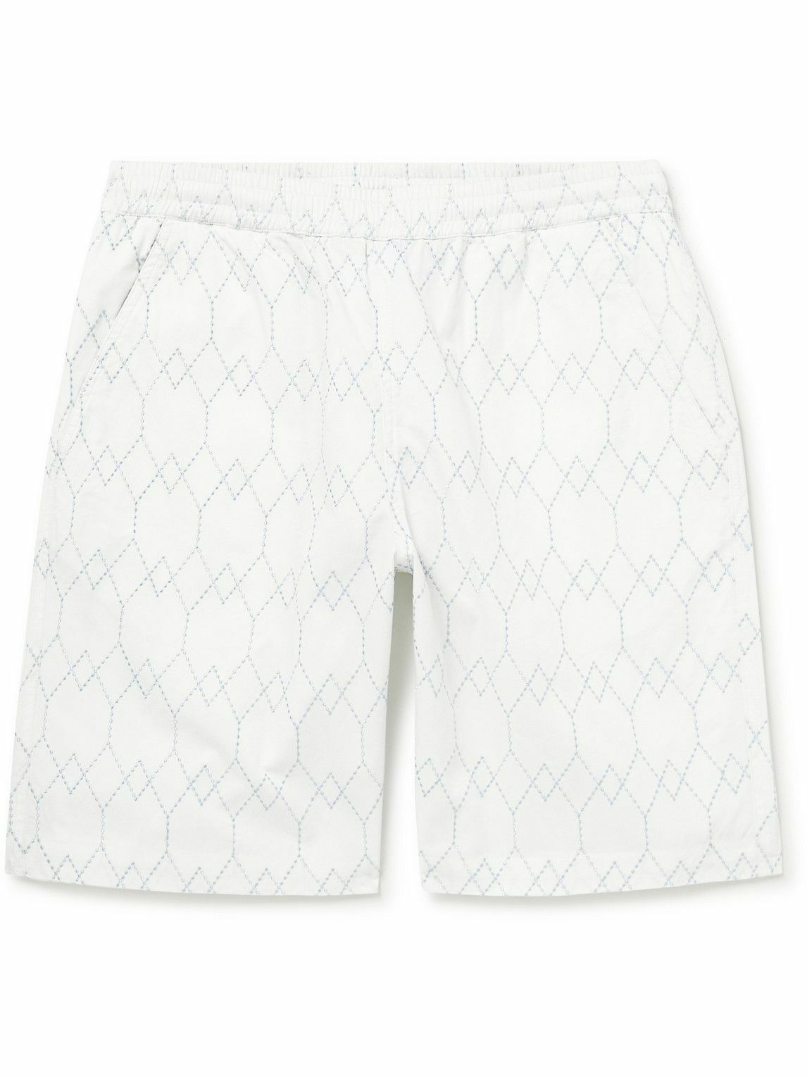 UNIVERSAL WORKS Straight-Leg Long-Length Logo-Embroidered Cotton-Twill  Shorts for Men