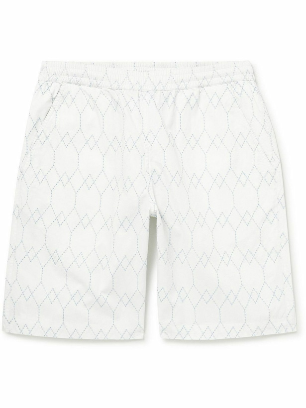 Photo: Universal Works - Straight-Leg Long-Length Logo-Embroidered Cotton-Twill Shorts - Neutrals