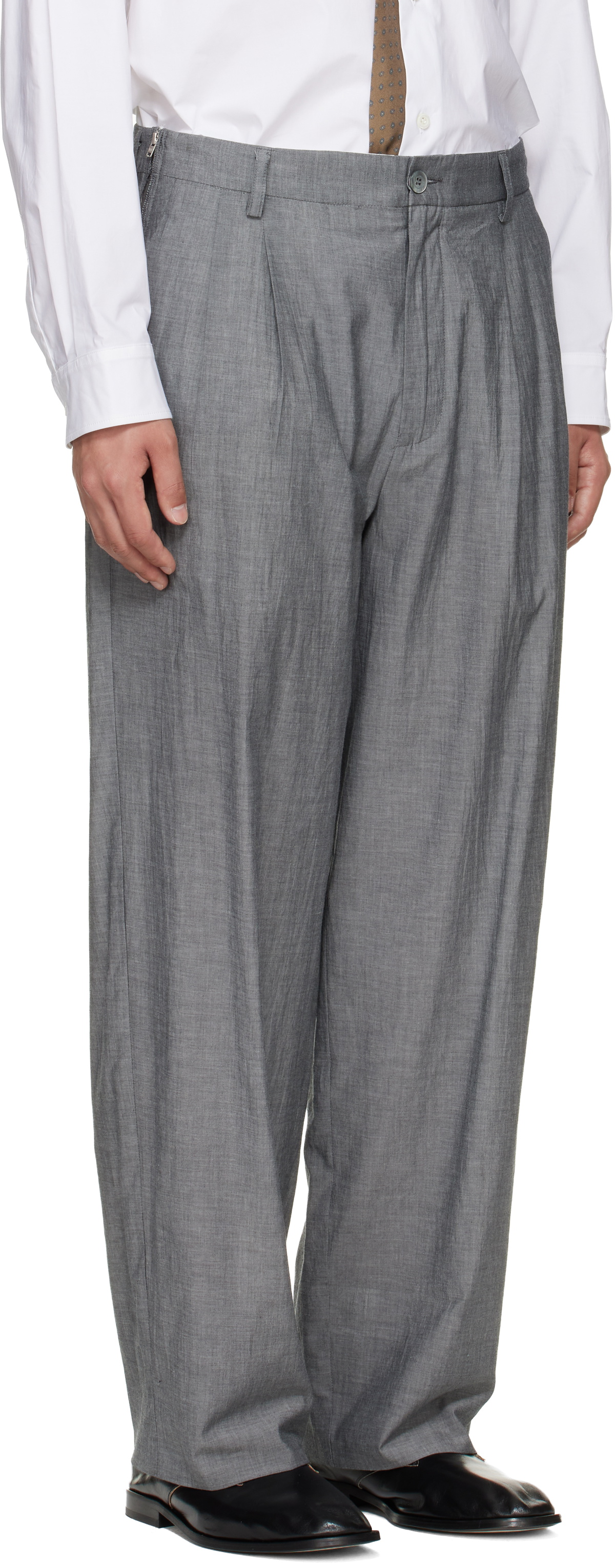 Magliano Gray Zipped Double Pleats Trousers