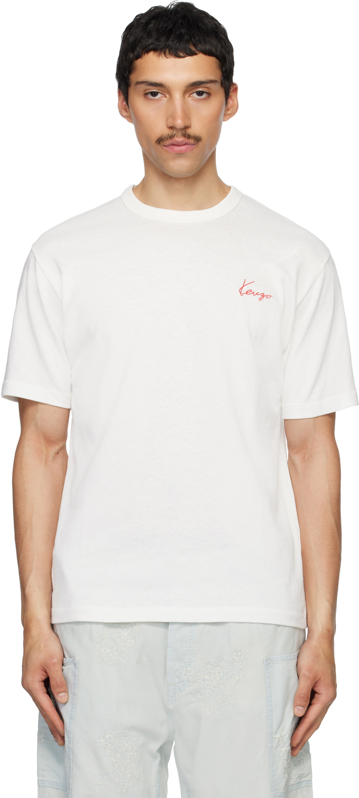 Kenzo Off-White Kenzo Paris 'KENZO Archive Rose' Embroidered T-shirt