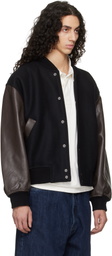 Studio Nicholson Black & Brown Alph Leather Bomber Jacket
