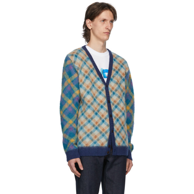 Awake NY Multicolor Double Plaid Mohair Cardigan Awake NY