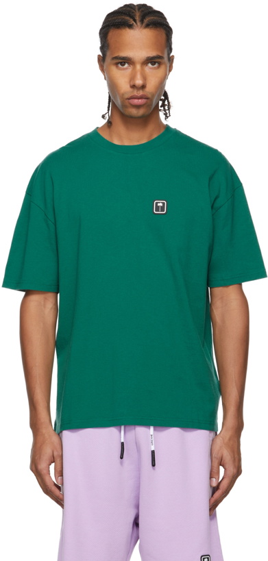 Photo: Palm Angels Green Cotton Logo T-Shirt